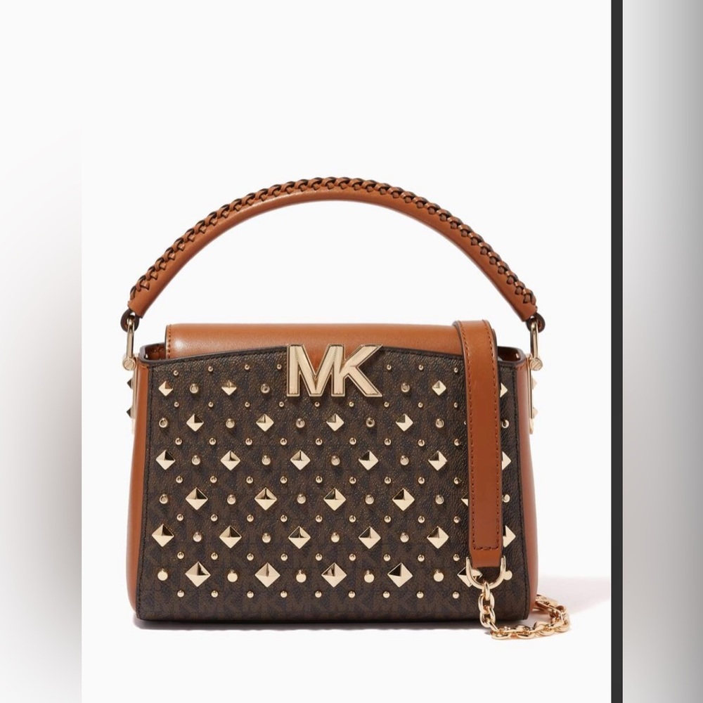 Michael Kors Brown Small
Karlie Satchel Bag in Studded...